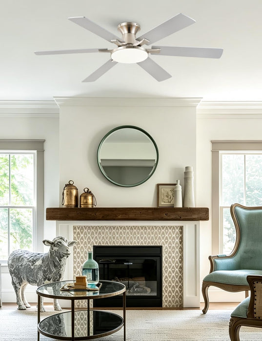 Modern Nickel Ceiling Fan Silent Brushed Steel Finish
