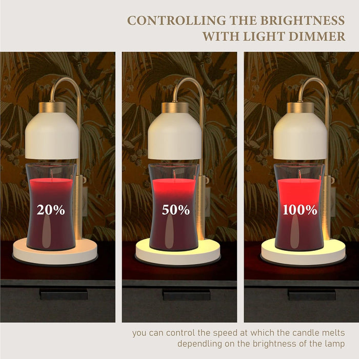 Candle Warmer Lamp, with 2 Bulbs,Timer & Dimmer,Compatible with Large Yankee Candle Jars,3 Wick Candles,Height Adjustable Electric Top Candle Melter,White,110-120V