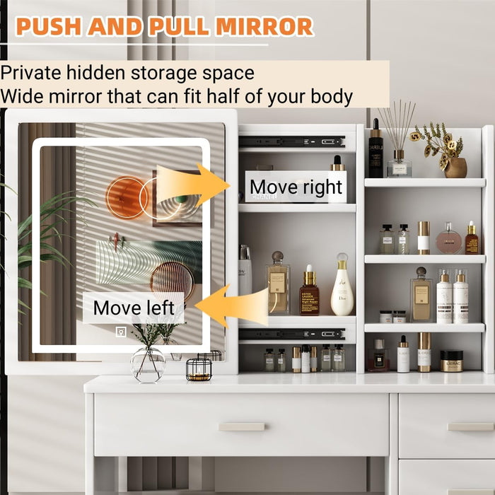 White Makeup Vanity Desk With Customizable Lighting