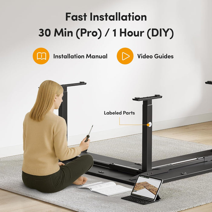 L Shaped Standing Desk 75 X 63 Inch Adjustable Height, Electric Corner Desk, Sit Stand Home Office Desk with Splice Board, Black(2 Packages)