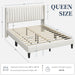 Queen Bed Frame Upholstered Platform Bed with Fabric Headboard, Wing Edge Design/Non-Slip and Noise-Free/Wooden Slats Support/No Box Spring Needed/Easy Assembly, Beige Queen Bed