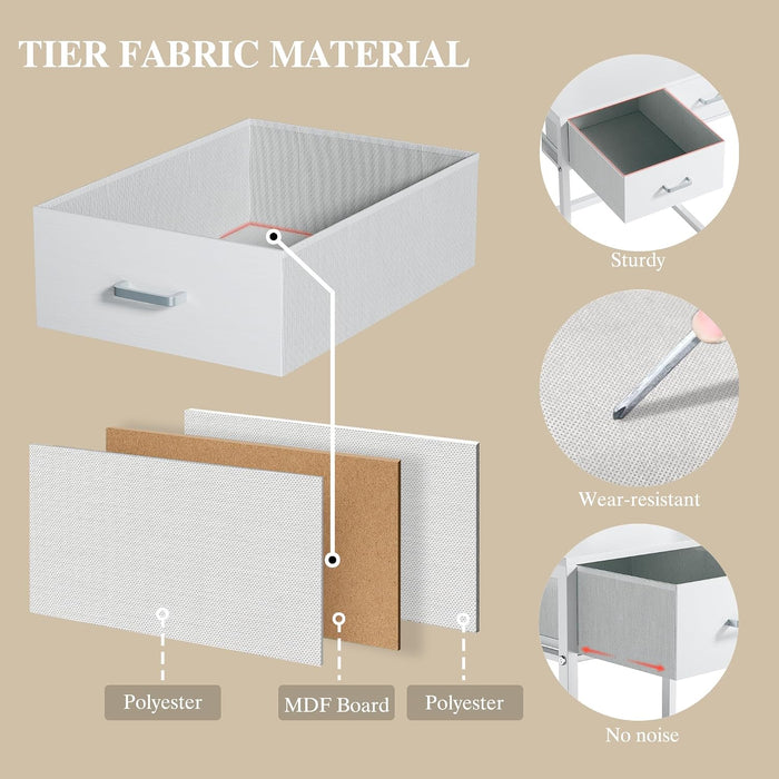 Pearl White Makeup Vanity Desk Integrated Lighting