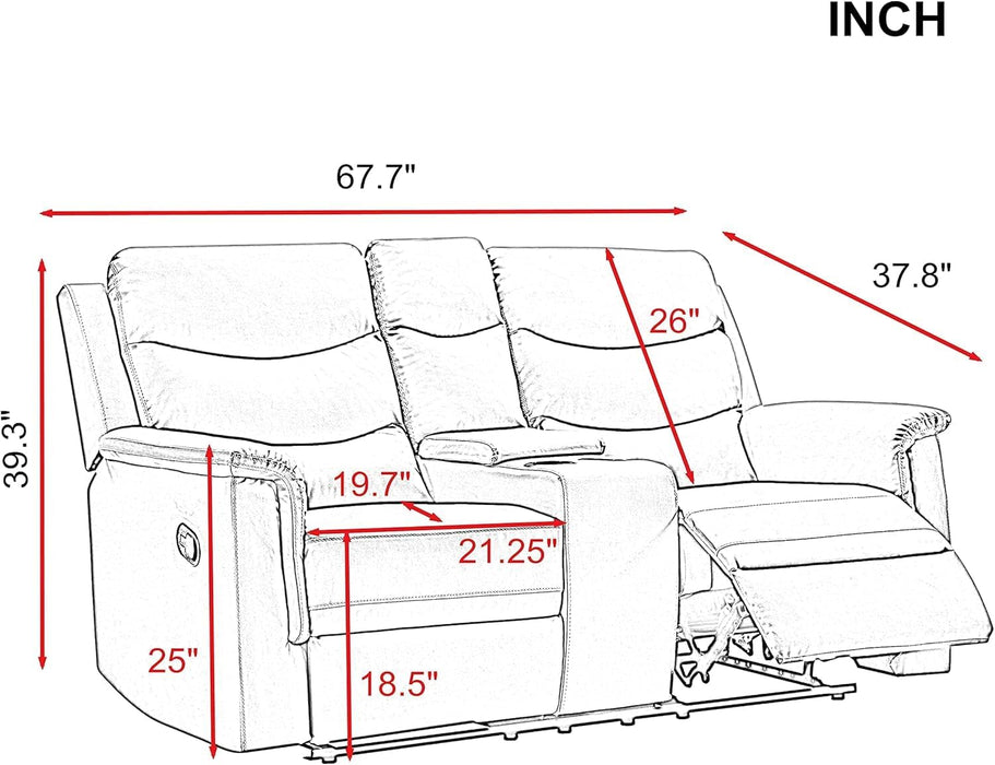 Gray Faux Leather Loveseat with Recliners