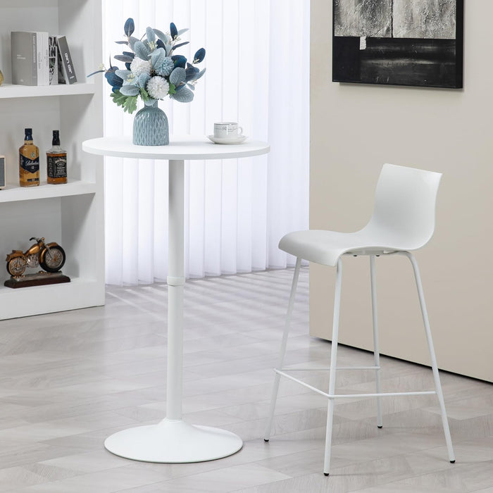 24'' round Cocktail Bar Table with Metal Base, Tall Bistro Pub Table, Counter Bar Height Table for Kitchen, Dining Room, Living Room, Easy Assembly, White