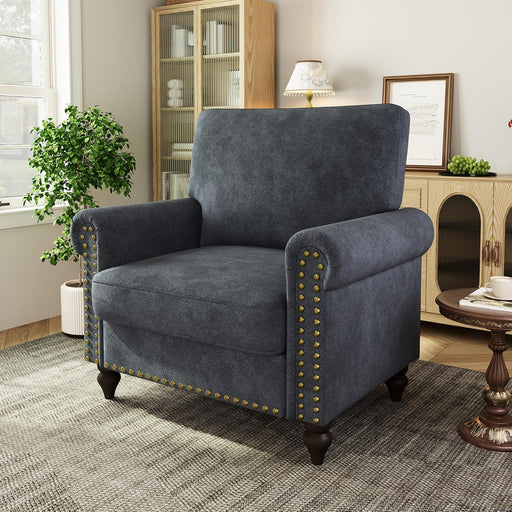 Dark Grey Upholstered Oversized Accent Chair 22Inch