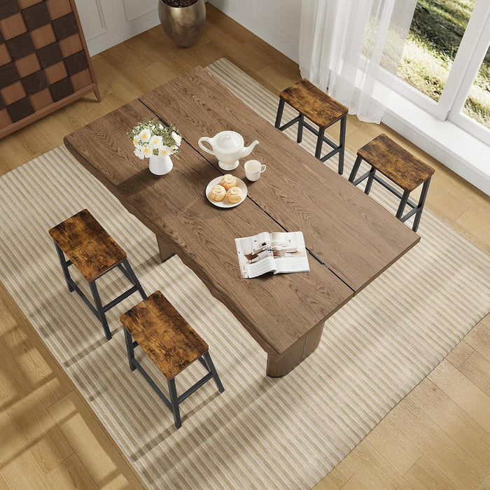 Bar Stools Set of 4, Counter Height Bar Stools, 23.6'' Bar Chairs, Saddle Stools with Footrests, Industrial Barstools for Dining Room, Kitchen, Bar, Rustic Brown and Black BF02MDP401