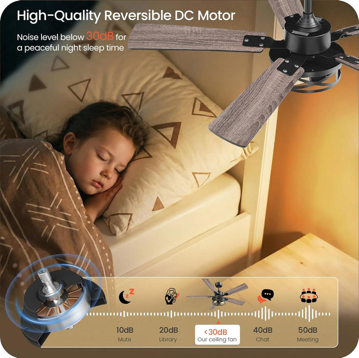 52-Inch Industrial Ceiling Fan With Integrated Remote