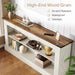 63-Inch Long Console Table for Entryway, Narrow Long Entry Table with Shelves for Living Room, Farmhouse Sofa Console behind Couch, for Foyer, Hallway, White and Brown
