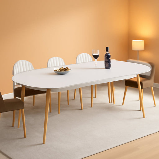 Modern 40"-71" Extendable Oval Dining Table for 4-8, MDF Top with Metal Frame, Space-Saving Expandable Kitchen Table for Home, Office, or Conference Room, Scratch-Resistant & Easy to Assemble