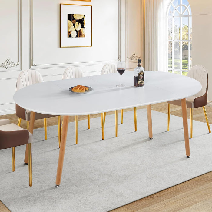 Modern 40"-71" Extendable Oval Dining Table for 4-8, MDF Top with Metal Frame, Space-Saving Expandable Kitchen Table for Home, Office, or Conference Room, Scratch-Resistant & Easy to Assemble
