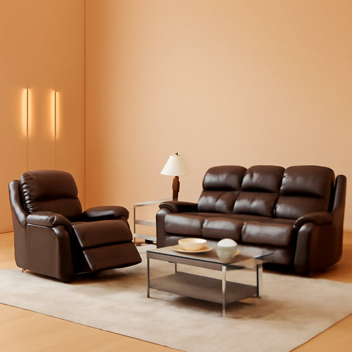 Luxury Recliner Sofa Living Room Set Reclining Sofa and Loveseat Chair Sets Living Room Furniture Sets Recliner Couches for Living Room/Office (A-Brown Leather, 3 Piece Set)