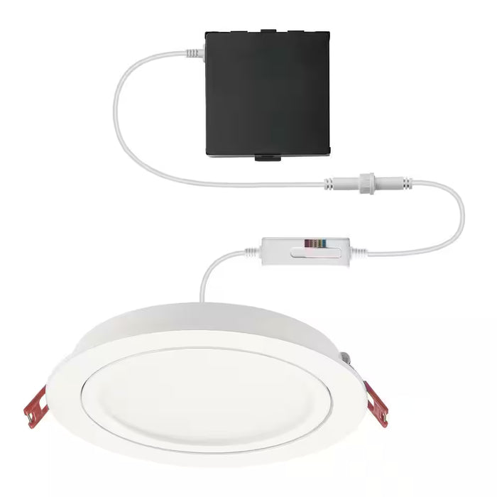 Ultra Directional Integrated LED 6 in round Adj Color Temp Canless Recessed Light for Kitchen Bath Living Rooms, White