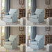 Light Blue Upholstered Handcrafted Midcentury Armchair 28In