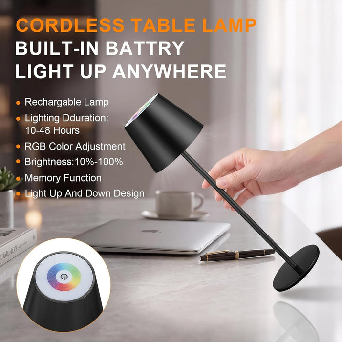 4 Pack Cordless Table Lamp Rechargeable Black