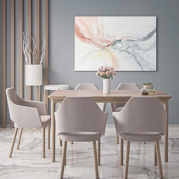 Pink Abstract Canvas Wall Art Blush Pink and Gray Hand Painted Oil Paintings Modern Water Flow Shape Artwork for Bedroom Living Room Kitchen Office Decoration 36" X 24"