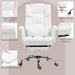 Executive Office Chair with Footrest and Lumbar Support, PU Leather Ergonomic Office Desk Chair, Reclining and Swivel Chair, White