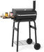 Portable Charcoal Grill with Foldable Side Table, Outdoor BBQ Smoker Grill with Wheels, Thermometer, Adjustable Air Vent, Bottom Shelf, Barrel Barbecue Grills for Patio, Camping & Tailgate