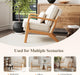 Beige Mid Century Upholstered Armchair Lumbar Pillow
