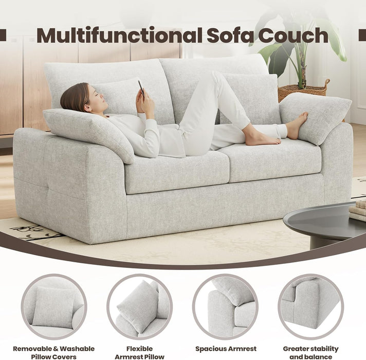 Beige TwoSeater Sofa For Compact Modern LivingRoom