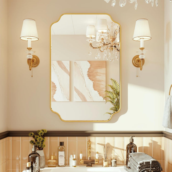24"X36" Gold Foil Scalloped Decorative Wall Mirror