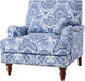 Navy Floral Fabric Armchair With Removable Cushion