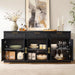 70" Modern Buffet Cabinet with 6 Doors & 3 Drawers Storage, Black