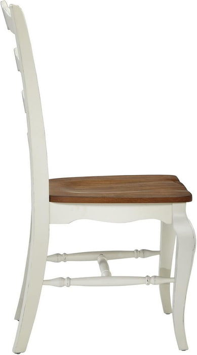 Home Styles French Countryside Oak/White Pair of Chairs with Distressed Oak and Rubbed White Finish 16.5D X 17.75W X 18H In