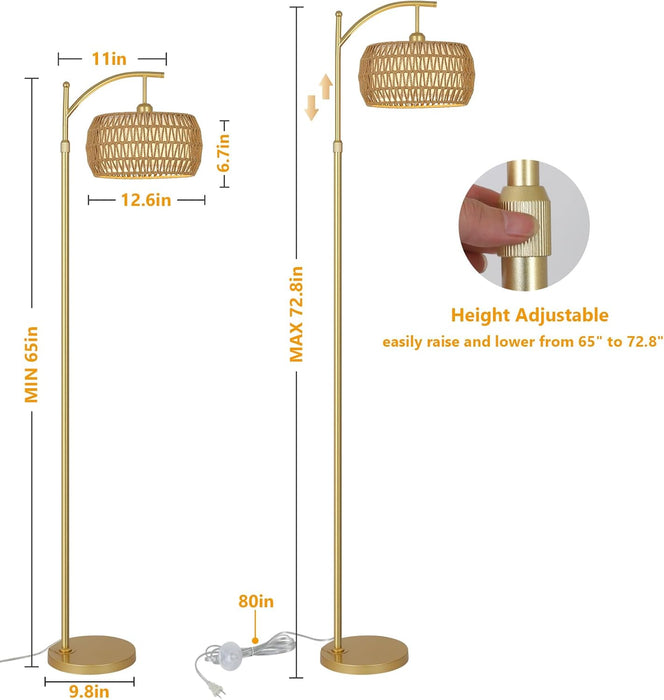 Arc Floor Lamp Timeless BrassFinish Remote Dimmable