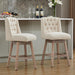 26" Swivel Bar Stools Set of 2, Counter Height Barstools with Back, Linen Fabric Upholstered Bar Stools, Modern Barstools Wood Legs for Kitchen Island Dining Room Bar