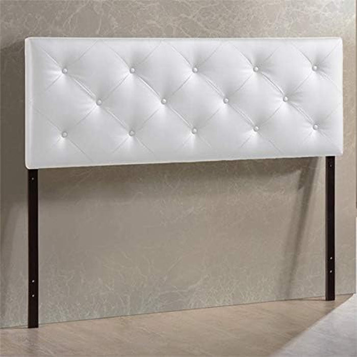 Baltimore Modern and Contemporary King White Faux Leather Upholstered Headboard