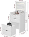 Compact Vanity Desk with Mirror and Lights, 19 Inch Hidden Makeup Vanity Cabinet with Storage Drawers & Shelves, Small Vanity Table for Bedroom, Flip Top Vanity for Small Spaces, White
