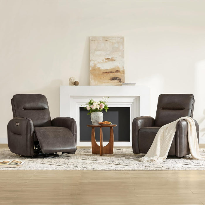 CHITA Faux Leather Power Recliner Chair, Swivel Glider, Chocolate Brown