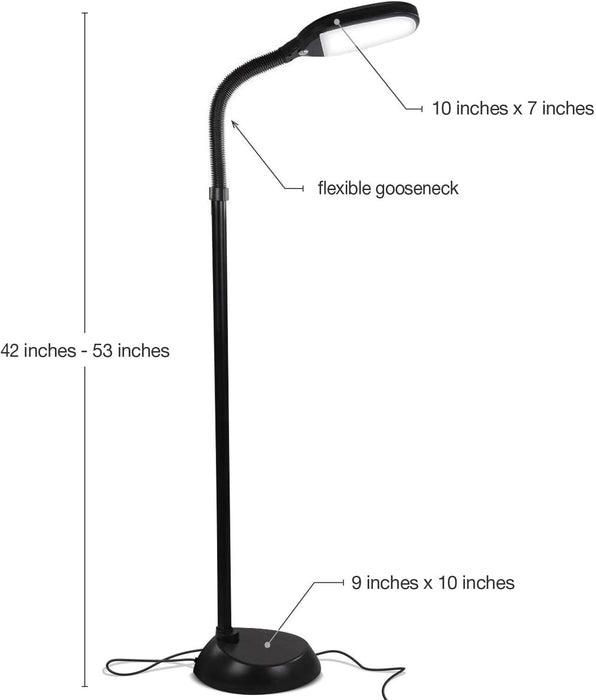 Litespan - Bright LED Floor Reading Lamp for over Chair Crafts and Reading, Esthetician Light for Lash Extensions, Gooseneck Adjustable Standing Lamp for Living Room, Bedroom, Office - Black
