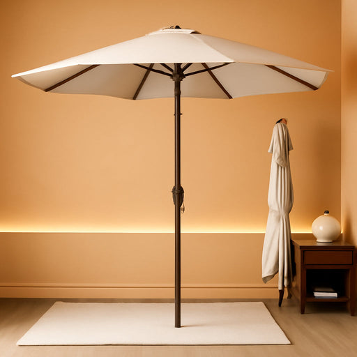 11FT Patio Umbrella, Outdoor Umbrella with with 8 Sturdy Fiberglass Ribs,Market Table Umbrella with Push Button Tilt and Crank,Suit for Backyard,Garden,Pool,Deck(Creamy-White)