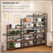 Extra Wide 5 Tiers No Assembly Book Shelves, 51.2" H Folding Bookshelf Bookcase Open Industrial Foldable Shelves for Bedroom, Living Room, Home Office - Rustic Brown Black