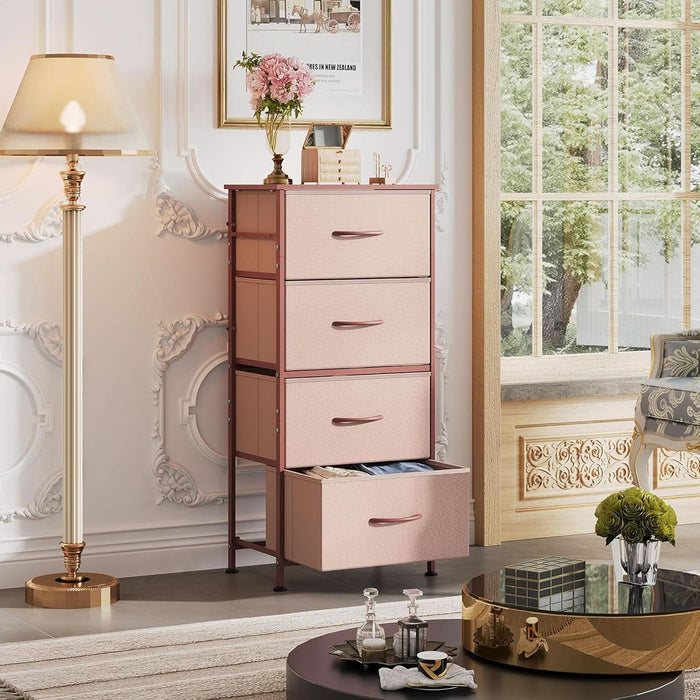 4 Drawer Pink Rose Gold Fabric Dresser With Wood Top ShipItFurniture 4 Drawer Pink Rose Gold Fabric Dresser With Wood Top ShipItFurniture
