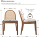 Rattan Dining Chairs Set of 4, Upholstered Linen Dining Room Chairs with Backrests, Modern Kitchen Chairs with Wood Legs for Dining Room, Beige