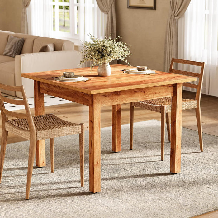 39 Inches Square Dining Table for 4 People, Brown Wooden Kitchen Table Small Dinner Table, Modern Dining Room Tables for Living Room, Kitchen, Oak Brown