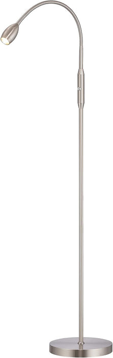 O’Bright Ray – Adjustable LED Beam Floor Lamp, Dimmable and Zoomable Spotlight, Flexible Gooseneck, Reading/Crafting Standing Lamp, Work Table Light, Brushed Nickel