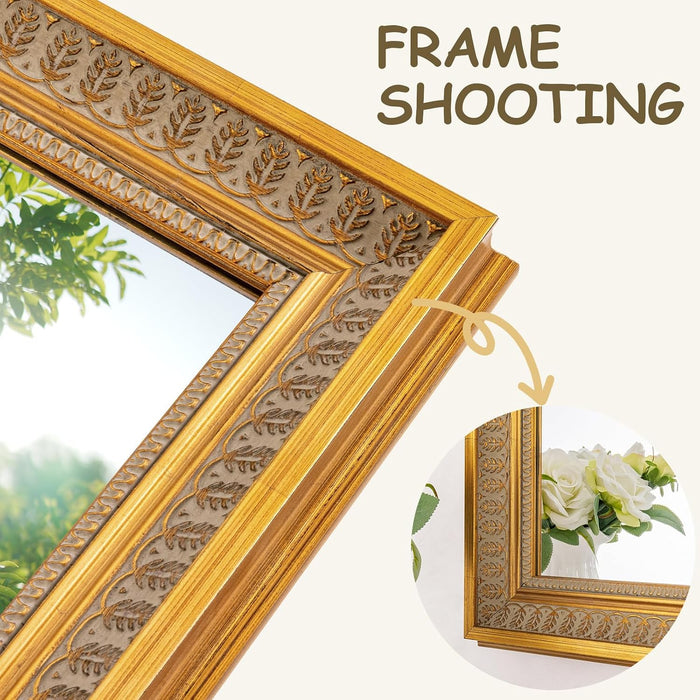 Large Wall Mirror 60''X30'', Antique Gold Mirrors for Wall Decor Dining Room, Elegant Decorative for Living Room, Entryway, Firepalce, Bathroom