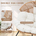 Wicker Double Egg Chair PE Rattan with Thicken Padded Cushion, 2 Person Oversized Patio Lounge Loveseat Chair for Outdoor, Indoor, Balcony, Backyard, Garden, Beige
