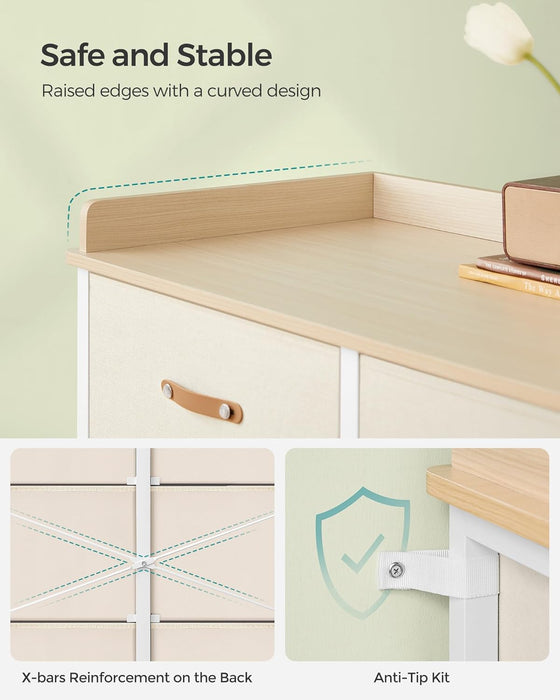 Beige Kids Dresser With 6 Drawers