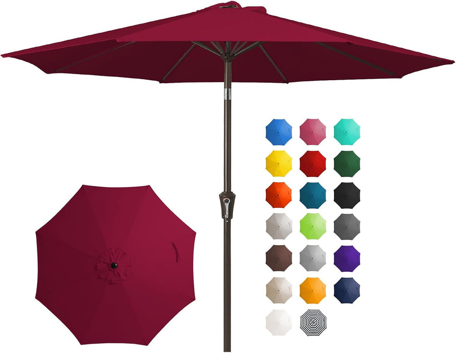 10 Ft Outdoor Patio Umbrella W/Tilt and Crank, Wine Red