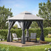 Patio Gazebo 8'X8', Outdoor Heavy Duty Party Tent Shelter with Double Roofs, Mosquito Nettings and Privacy Screens for Backyard, Garden, Lawn, Gray