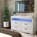 White Dresser for Bedroom, Wood 4 Drawer Dresser with LED Light, Dressers & Chests of Drawers with Metal Handles, Storage and Organization for Bedroom, Hallway, Entryway