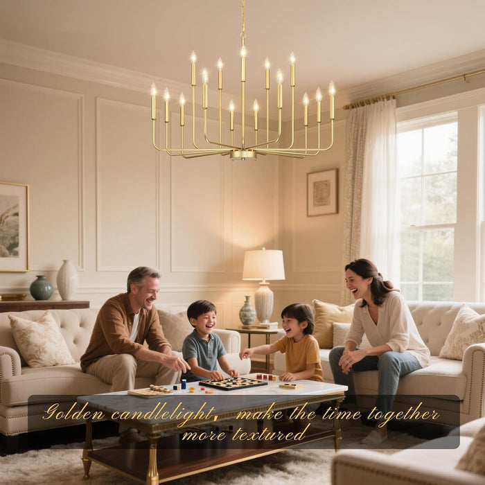 Gold Chandeliers for Dining Room Light Fixture，D40 Inch