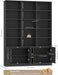 82.3" Triple Wide Bookshelf, Tall Bookcase with 4 Doors, Black