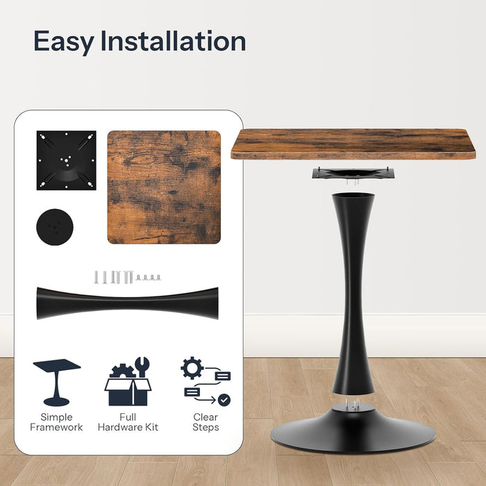 Rustic Brown TwentySevenpointSixInches Tulip Dining Table