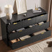56" Wide Fluted 7-Drawer Dresser for Bedroom, Black