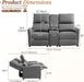 63" RV Loveseat Recliner Sofa, Double Reclining Couch with 2 Cup Holders and Storage Console, 2 Seater Recliner, Manual Reclining Home Theater Seating (Cotton Grey)